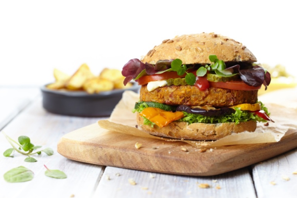 De vleesvervanger voer voor veganburgers