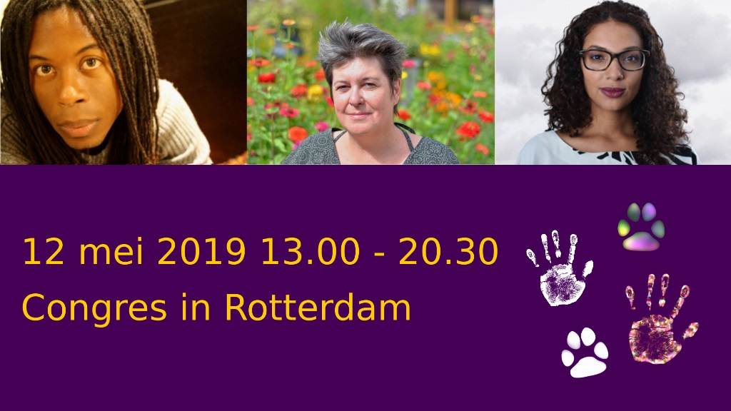 aankondiging van het congres 'Veganisme: een inclusieve beweging?' op 12 mei 2019 in Rotterdam