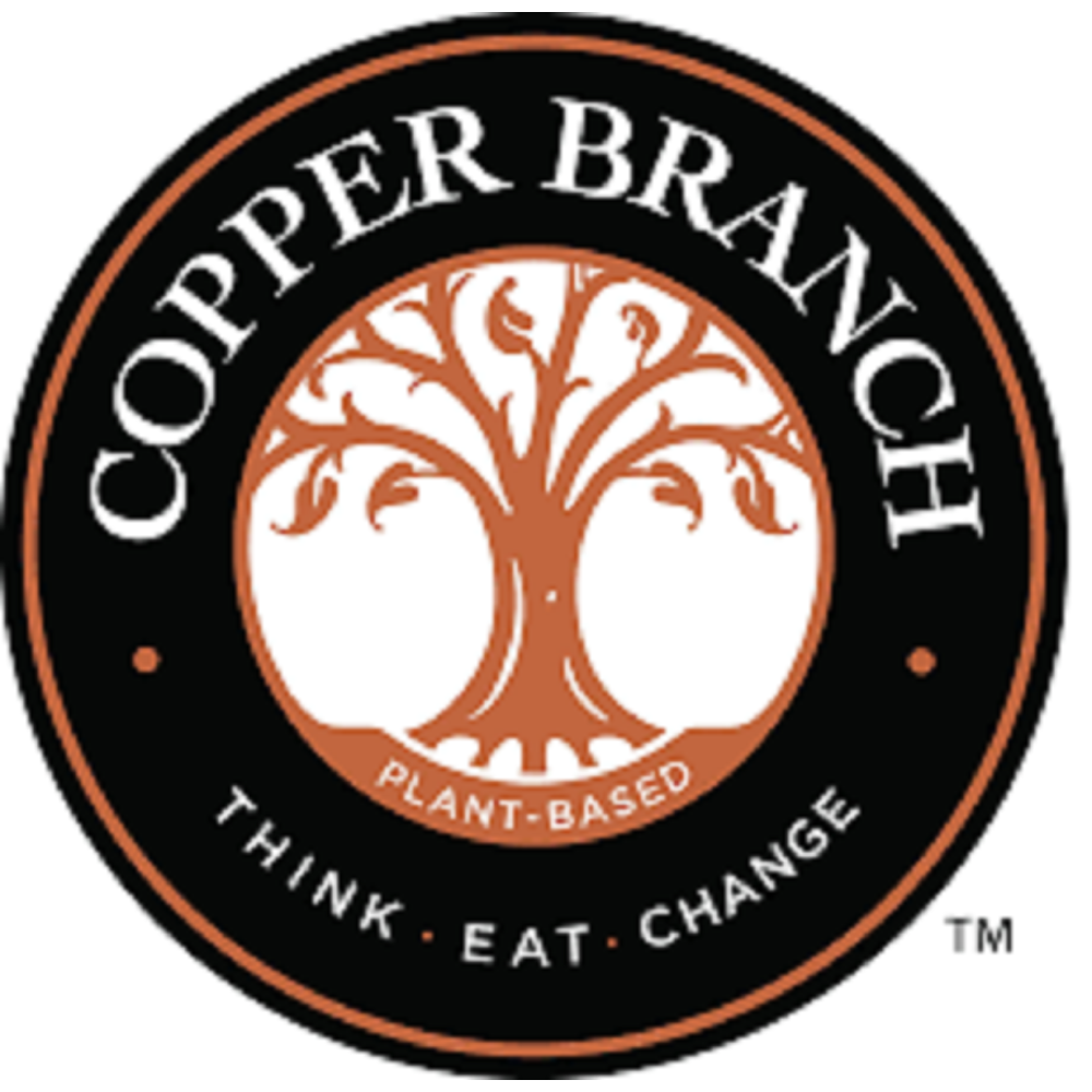 logo van Copper Branch - plant-based; think - eat - change