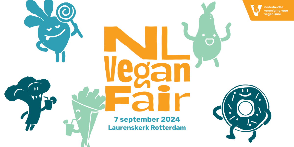 Aankondiging van NLVegan Fair op 7 september 2024 in de Laurenskerk in Rotterdam