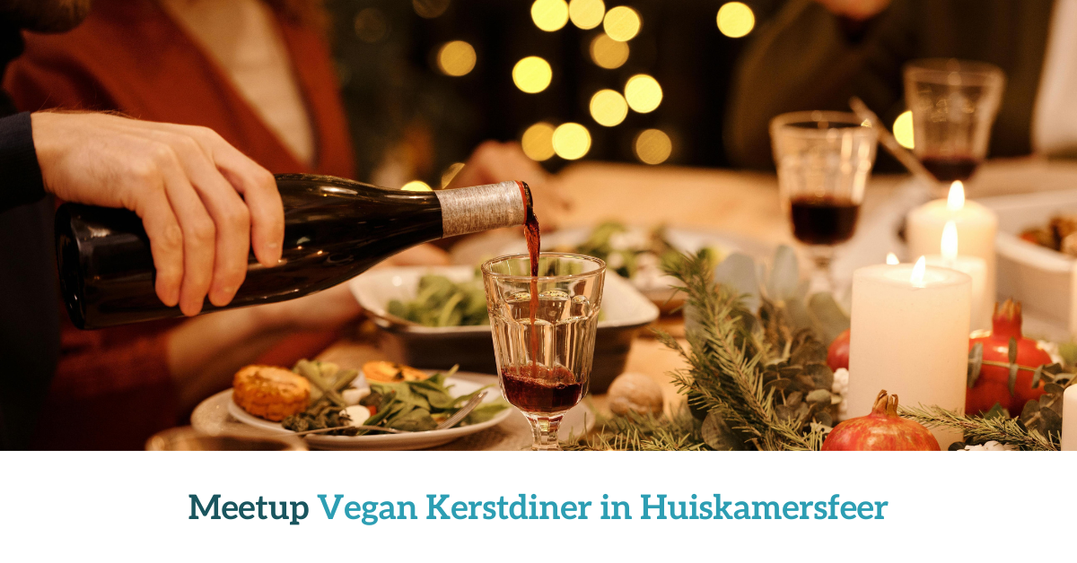 Foto van kerstdis met de tekst 'Meetup Vegan Kerstdiner in Huiskamersfeer'