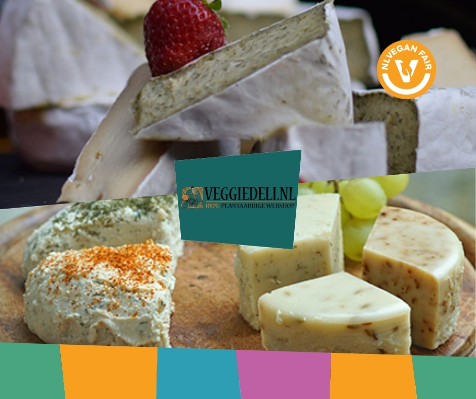 Verschillende soorten veganistische kazen van Vegadeli