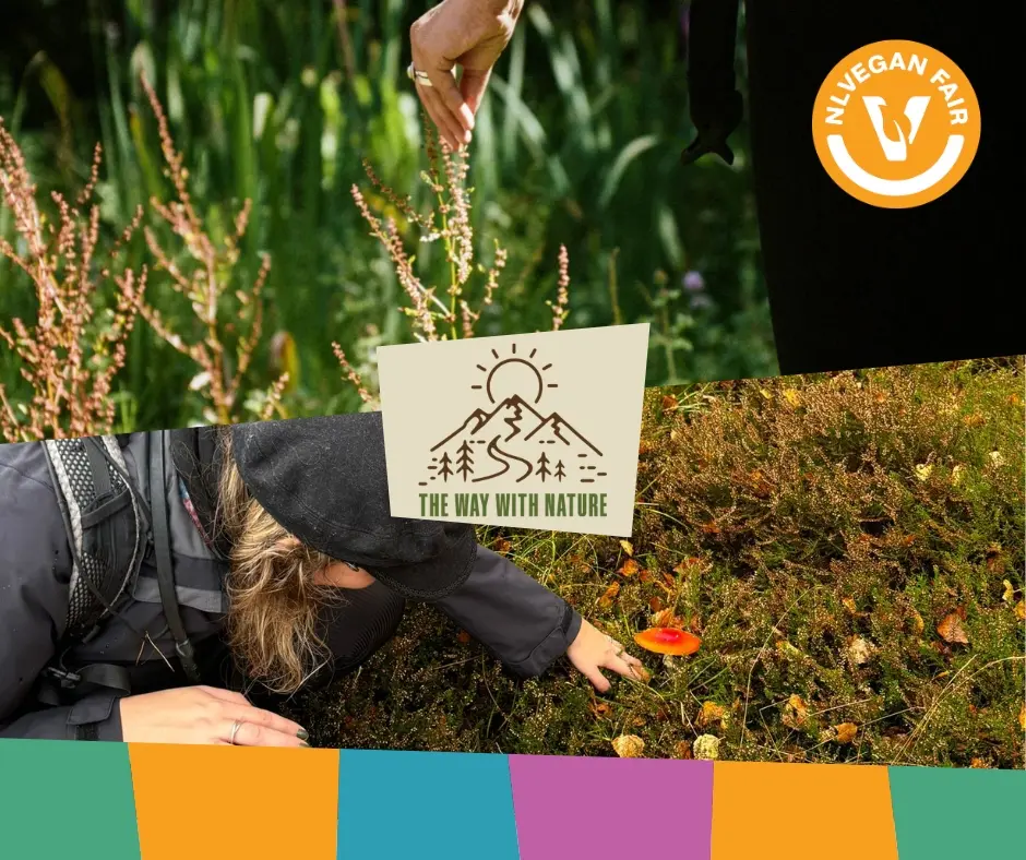 Collage natuurifoto's van The Way With Nature met logo NLVegan Fair erop