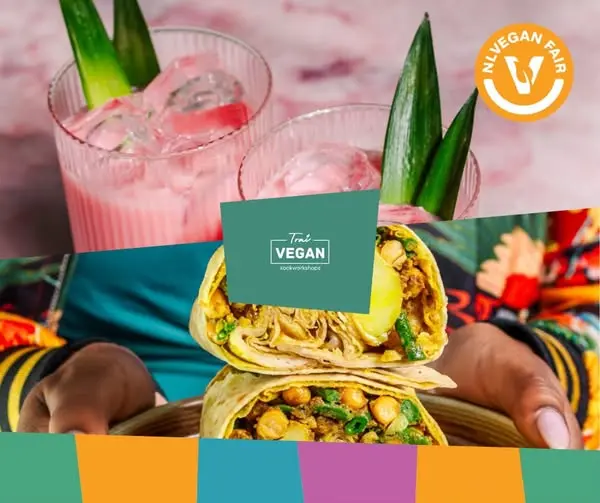 Trai-vegan-nlvegan-fair-2026 Collage van diverse hapjes van cateraar Trai Vegan.