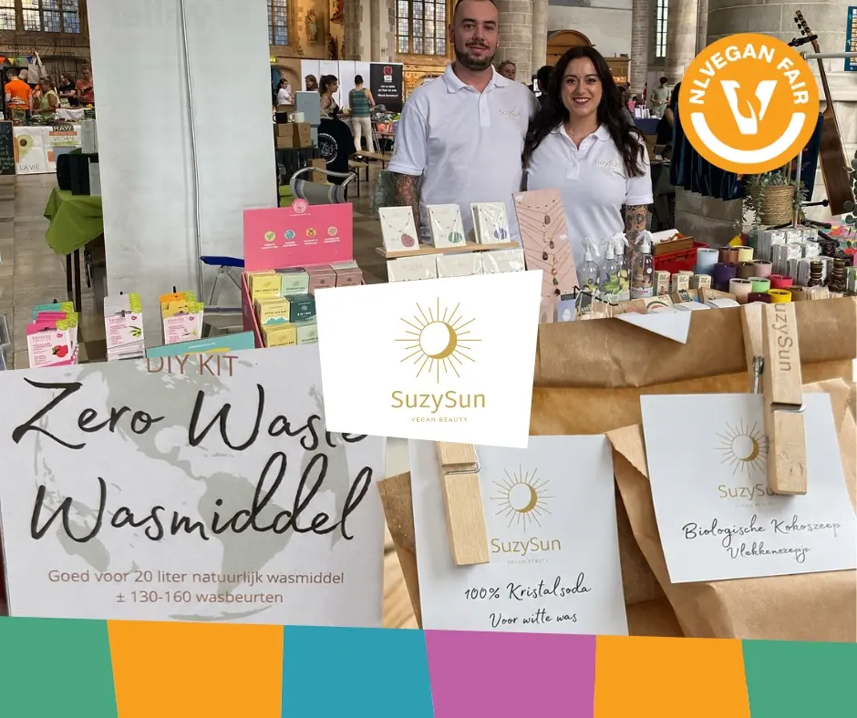 SuzySun_Veganfair_2026 Stand van SuzySun met de eigenaren en hun veganistische producten zoals wasmiddel en make-up