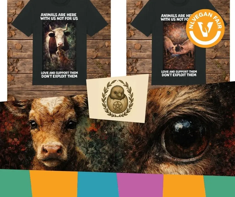 Sassy ethical wear_Veganfair_2026 Afbeeldingen van 't shirts van SASSY Ethical Wear met daarvoor het logo en het logo van NLVegan Fair