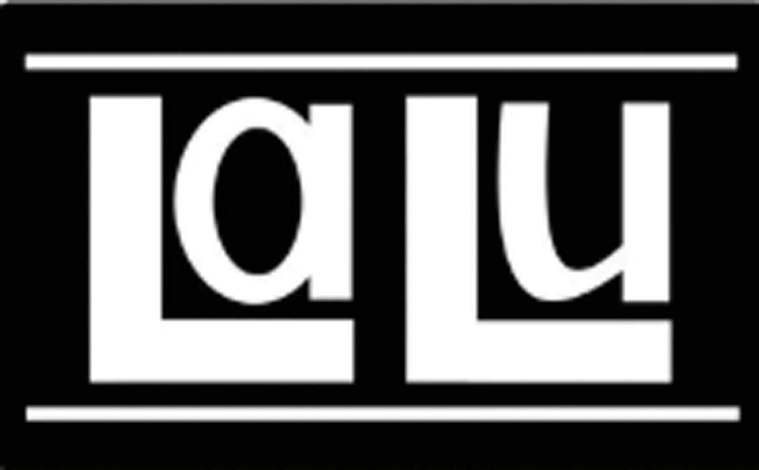 LaLu logo, zwart met witte letters