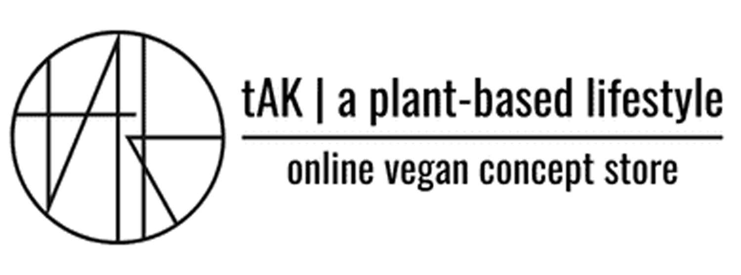 Logo van tAK a plant based lifestyle, online vegan concept store. Letter logo met een icoontje met tAK erin